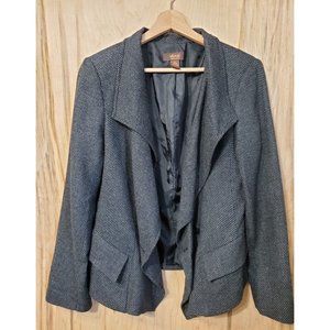 Victor By Victor Alfaro Womens Deep Gray Drapey Blazer Wool Blend Womens Size 8